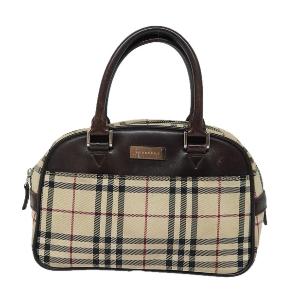 BURBERRY Nova Check Hand Bag Nylon Black Beige Auth yk13499 - Picture 13 of 16